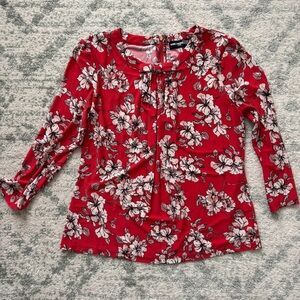 Karl Lagerfeld Vibrant Red Floral Top